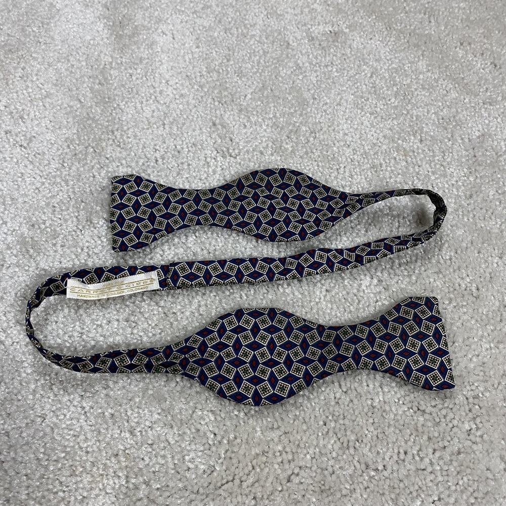 Carrot & Gibbs Bow Tie Mens Blue Silk Geometric Pointed Adjustable USA Menswear